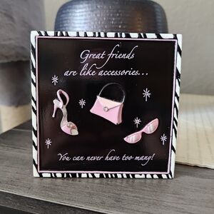 Russ Black and Pink Decorative Plaque For Friends